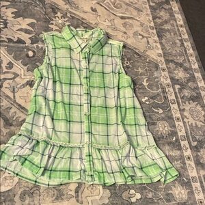 Derek Heart Lime Checkered Sleeveless Top